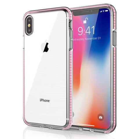 For iPhone Xs Max Case with Seperate Color Bumper Transparent Soft Cover SFL79