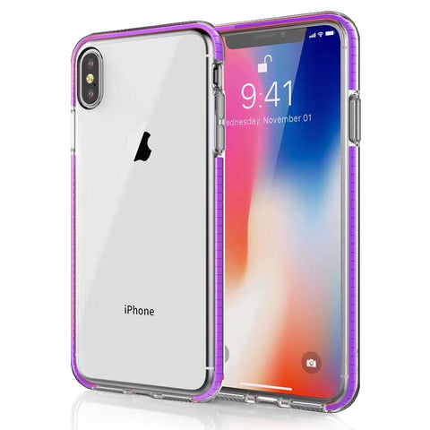 For iPhone Xs Max Case with Seperate Color Bumper Transparent Soft Cover SFL79