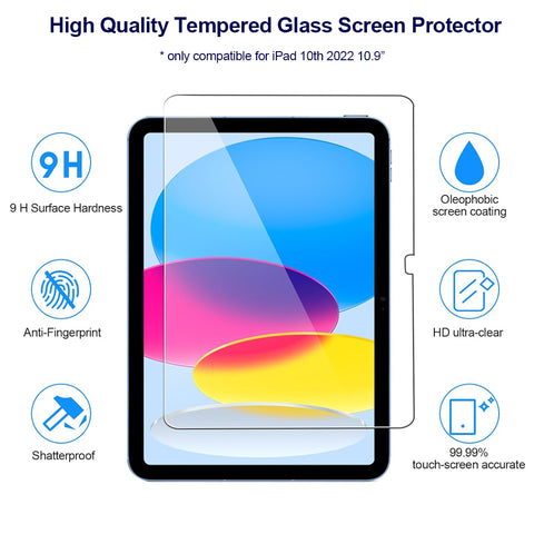 For Apple iPad 10th 10.9 inch Tempered Glass Screen Protector