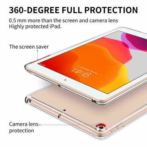 For iPad 7th 8th 9th 10.2 inch Case Clear Transparent Cover TPU