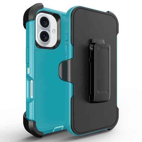 For iPhone 16 Case Heavy Duty Defender Cover with Belt Clip TRL32