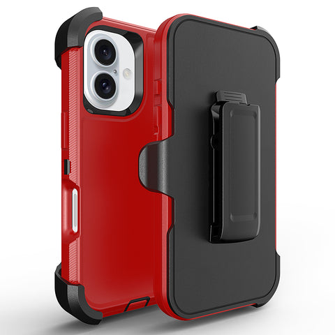 For iPhone 16 Plus Case Heavy Duty Defender Cover with Belt Clip TRL32