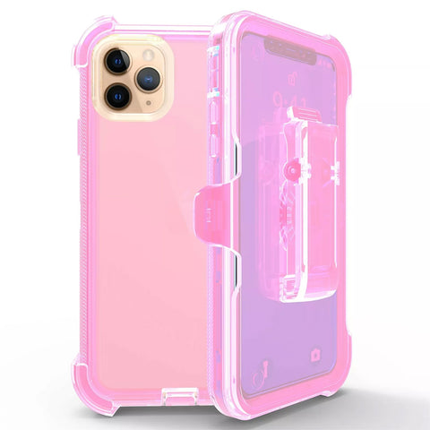 For iPhone 11 Pro Case Heavy Duty Defender Clear Cover with Belt Clip TRL55