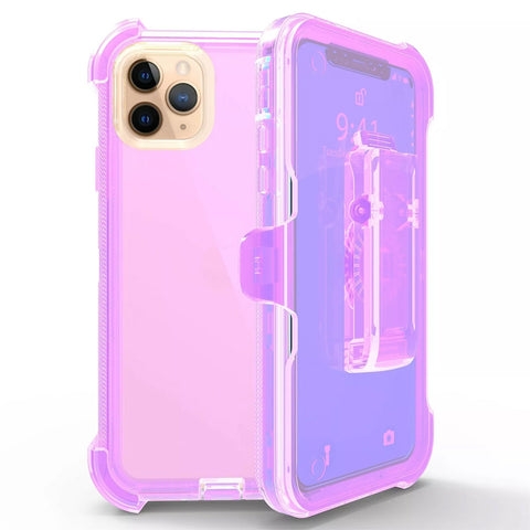 For iPhone 11 Pro Case Heavy Duty Defender Clear Cover with Belt Clip TRL55