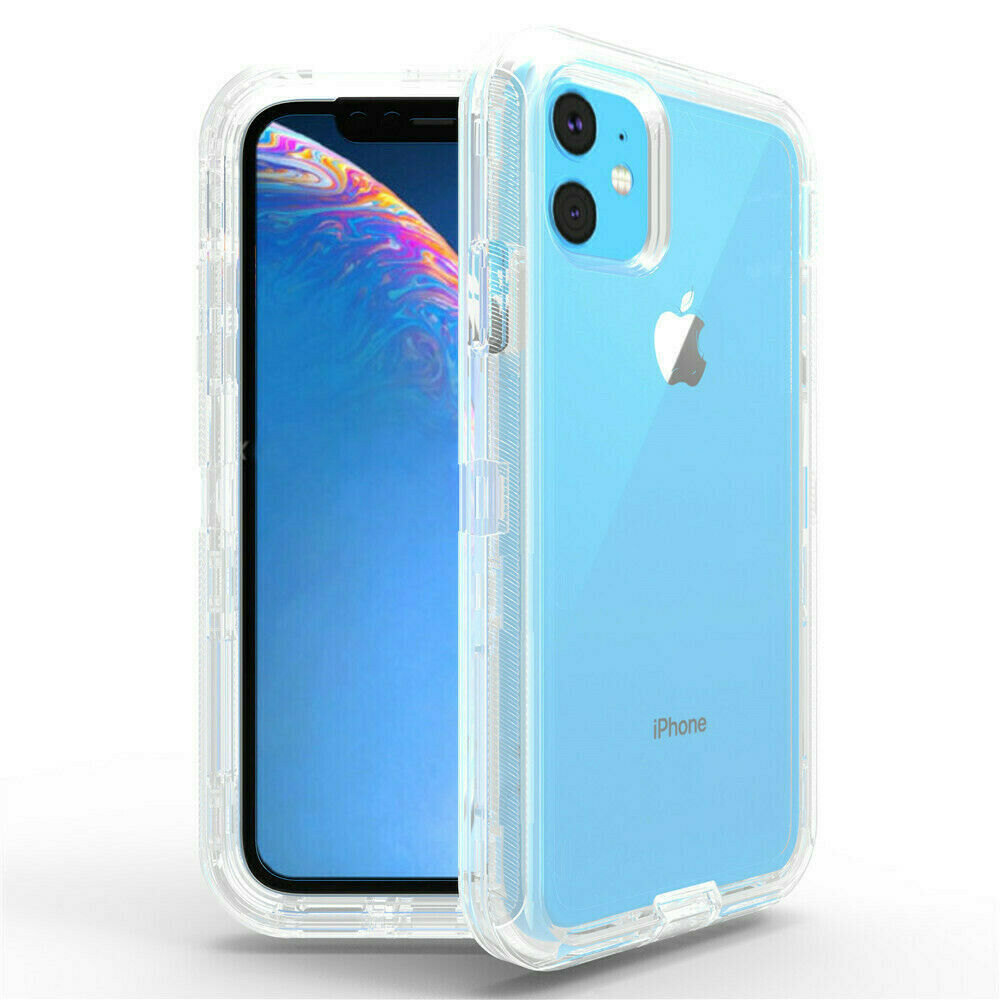 For iPhone 12 Mini Case Heavy Duty Defender Clear Cover with Belt Clip TRL55