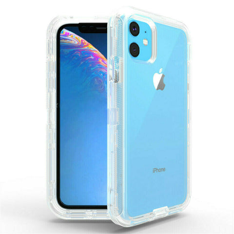 For iPhone 12 Mini Case Heavy Duty Defender Clear Cover with Belt Clip TRL55