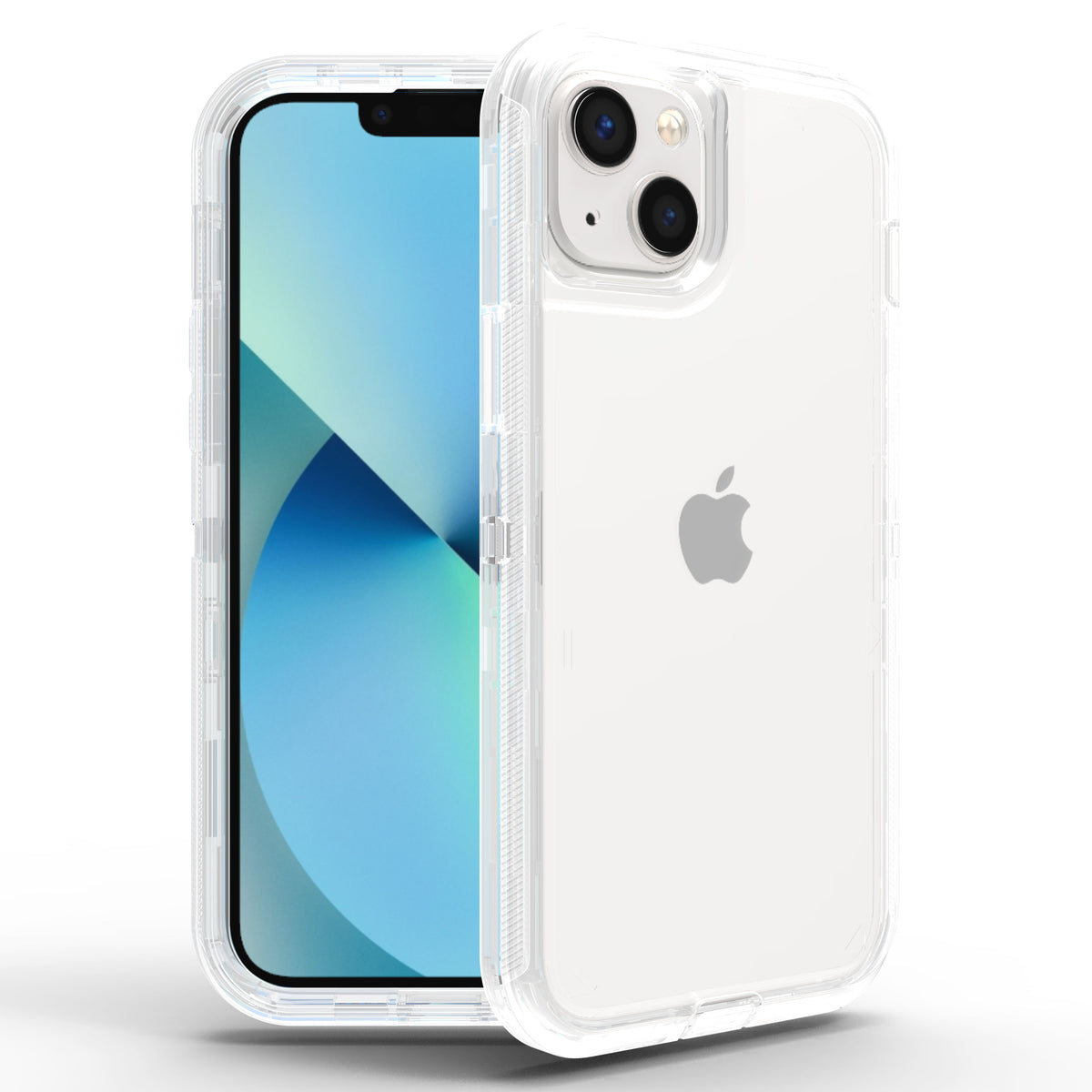 For iPhone 13 Case Heavy Duty Defender Clear Cover with Belt Clip TRL55
