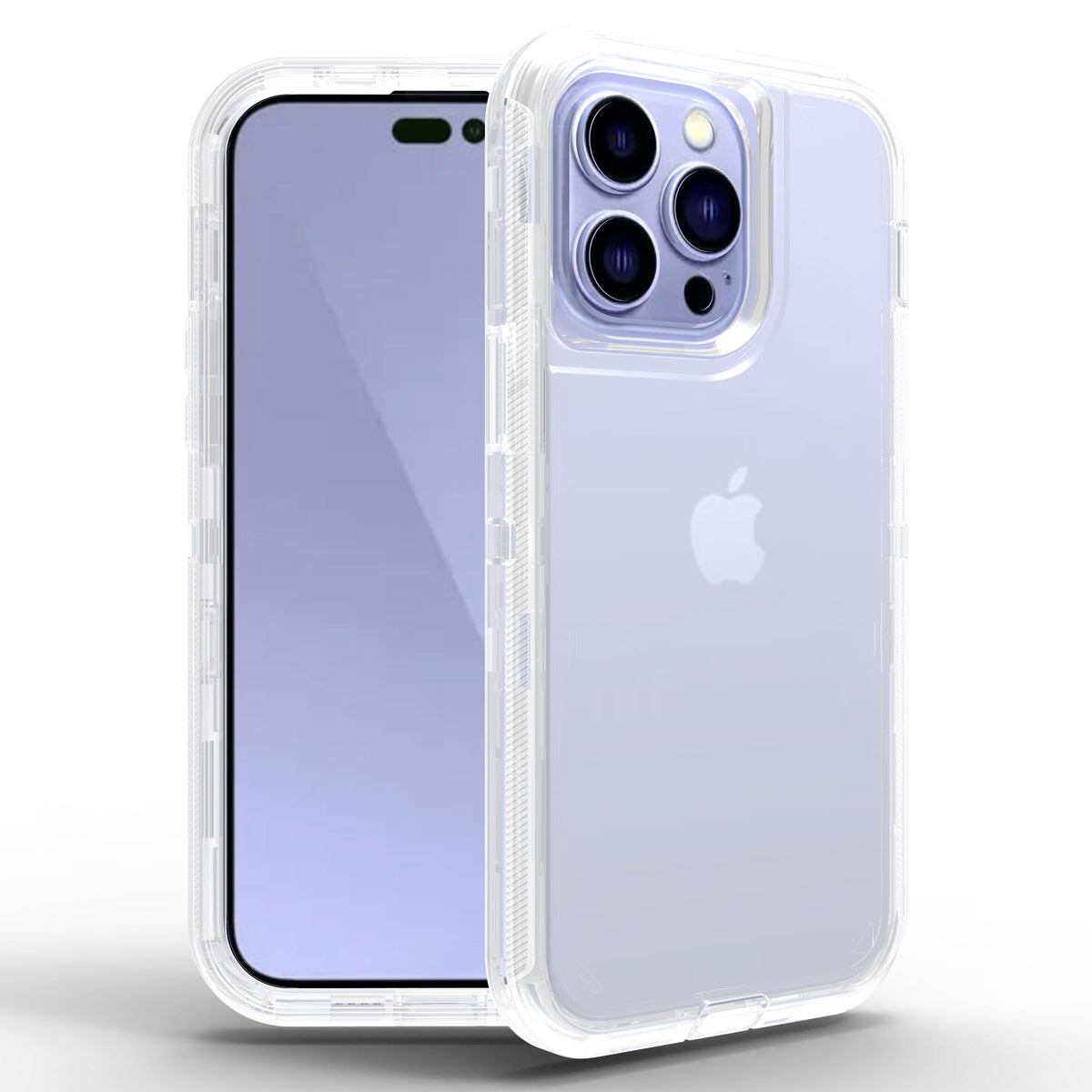 For iPhone 15 Pro Max Case Heavy Duty Defender Clear Cover with Belt Clip TRL55