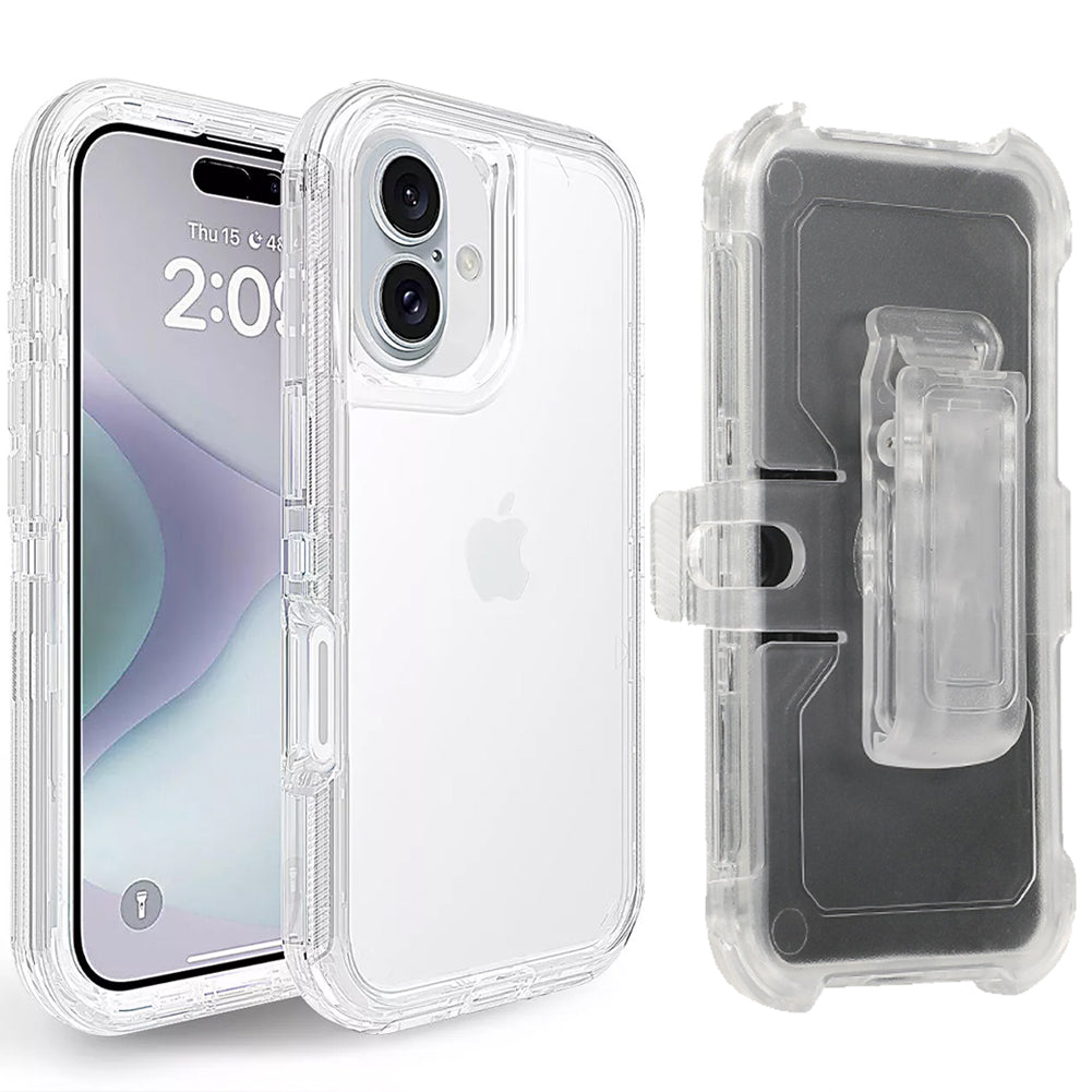 For iPhone 18 Case Clear Heavy Duty Holster Belt Clip Cover TRL55
