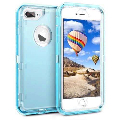 For iPhone 6 7 8 Plus Case Heavy Duty Defender Clear Cover with Belt Clip TRL55