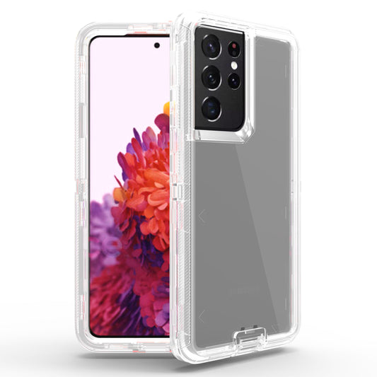 For Galaxy S21 Ultra Case Heavy Duty Defender Clear Cover with Belt Clip TRL55