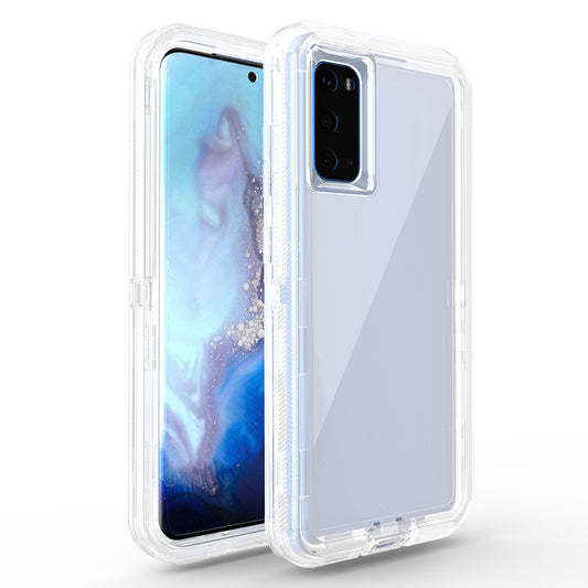For Galaxy S20 Case Heavy Duty Defender Clear Cover with Belt Clip TRL55
