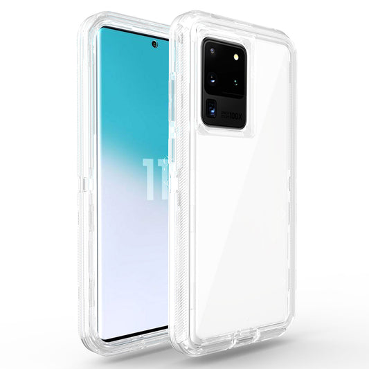 For Galaxy S20 Ultra Case Heavy Duty Defender Clear Cover with Belt Clip TRL55