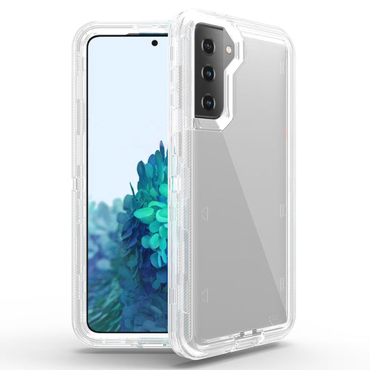 For Galaxy S21 Case Heavy Duty Defender Clear Cover with Belt Clip TRL55