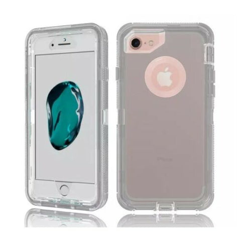 For iPhone SE2 6 7 8 Case Heavy Duty Defender Clear Cover with Belt Clip TRL55