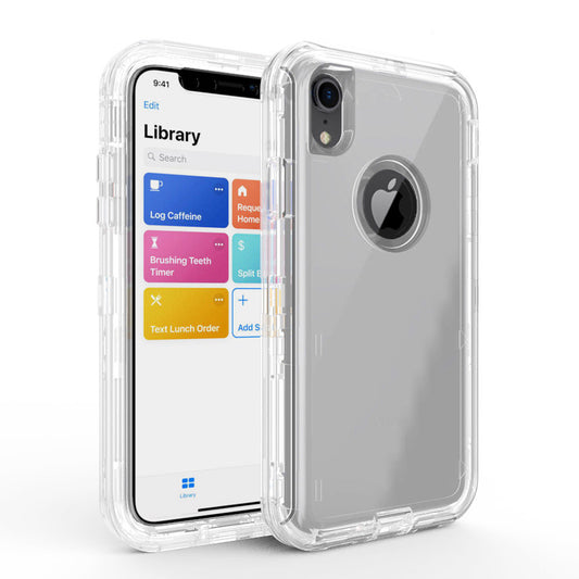 For iPhone XR Case Heavy Duty Defender Clear Cover with Belt Clip TRL55