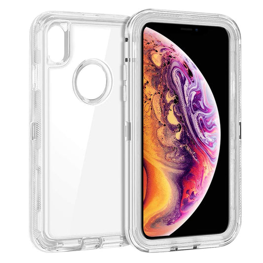 For iPhone Xs Max Case Heavy Duty Defender Clear Cover with Belt Clip TRL55