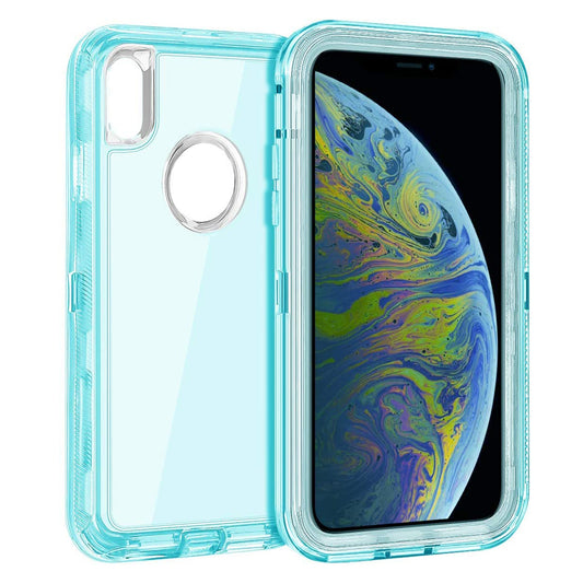 For iPhone X Xs Case Heavy Duty Defender Clear Cover with Belt Clip TRL55
