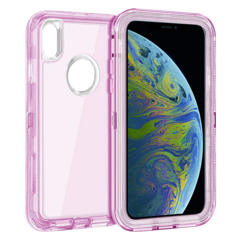 For iPhone X Xs Case Heavy Duty Defender Clear Cover with Belt Clip TRL55