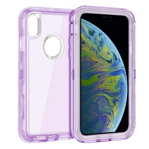 For iPhone X Xs Case Heavy Duty Defender Clear Cover with Belt Clip TRL55