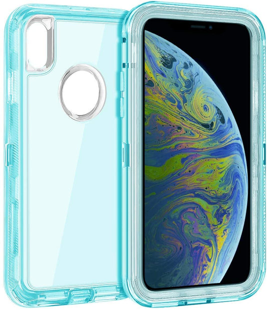 For iPhone Xs Max Case Heavy Duty Defender Clear Cover with Belt Clip TRL55