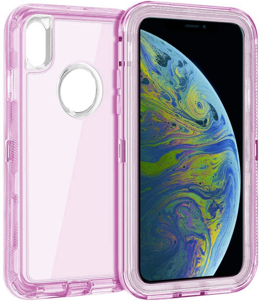 For iPhone Xs Max Case Heavy Duty Defender Clear Cover with Belt Clip TRL55