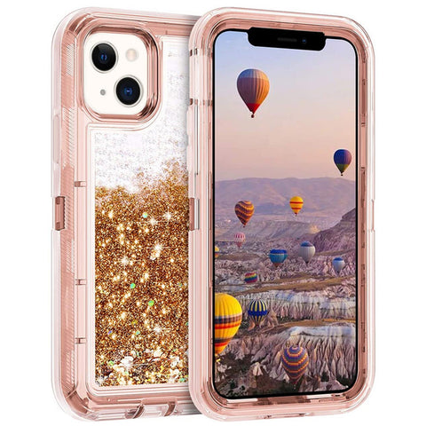 For iPhone 13 Case Heavy Duty Defender Glitter Cover TRL56