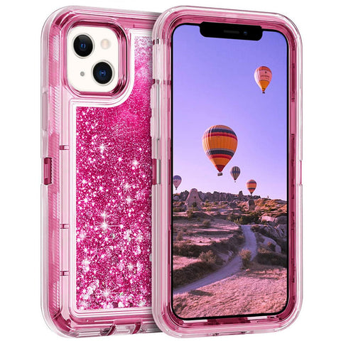 For iPhone 13 Case Heavy Duty Defender Glitter Cover TRL56
