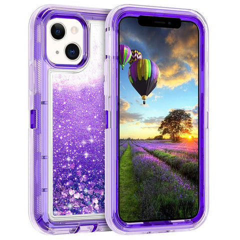 For iPhone 13 Case Heavy Duty Defender Glitter Cover TRL56