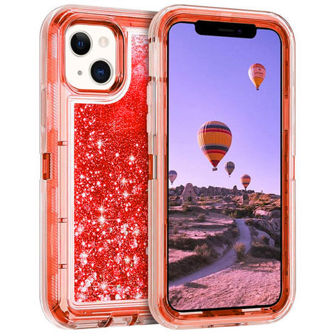 For iPhone 13 Case Heavy Duty Defender Glitter Cover TRL56
