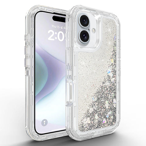 For iPhone 16 plus Case Heavy Duty Defender Glitter Cover TRL56