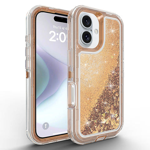For iPhone 16 plus Case Heavy Duty Defender Glitter Cover TRL56