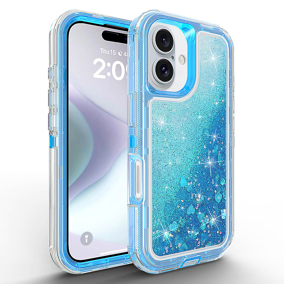 For iPhone 16 plus Case Heavy Duty Defender Glitter Cover TRL56