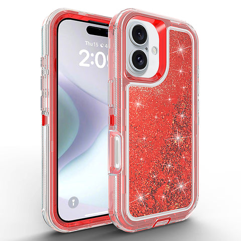 For iPhone 16 plus Case Heavy Duty Defender Glitter Cover TRL56