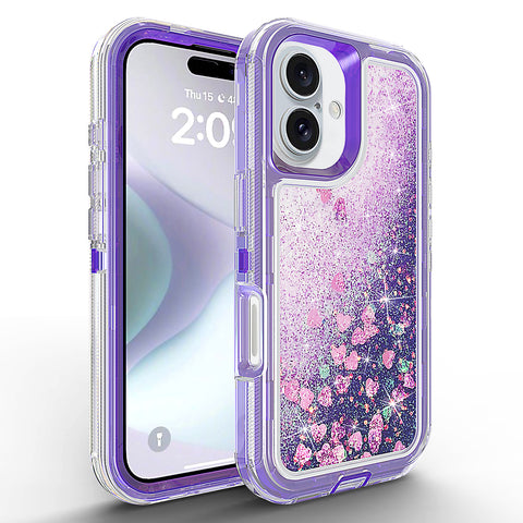 For iPhone 16 plus Case Heavy Duty Defender Glitter Cover TRL56