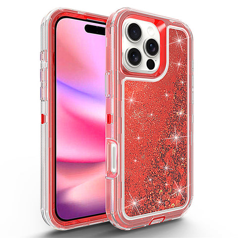 For iPhone 16 Pro Case Heavy Duty Defender Glitter Cover TRL56