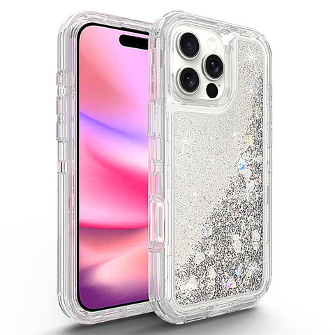 For iPhone 16 Pro Case Heavy Duty Defender Glitter Cover TRL56