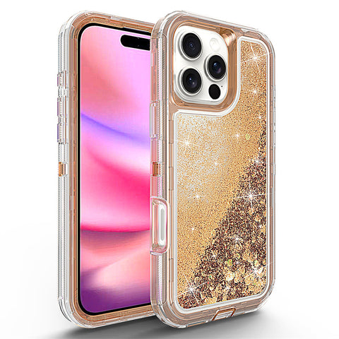 For iPhone 16 Pro Case Heavy Duty Defender Glitter Cover TRL56
