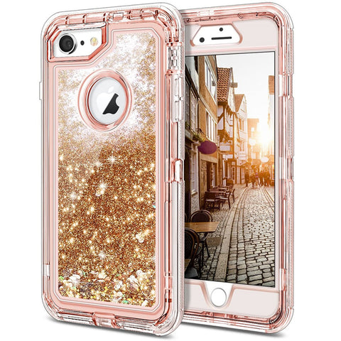 For iPhone SE2 6 7 8 Case Heavy Duty Defender Glitter Cover TRL56