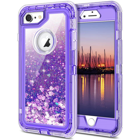 For iPhone SE2 6 7 8 Case Heavy Duty Defender Glitter Cover TRL56