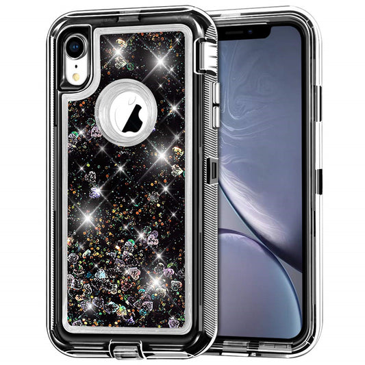 For iPhone XR Case Heavy Duty Defender Glitter Cover TRL56
