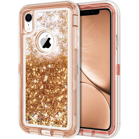 For iPhone XR Case Heavy Duty Defender Glitter Cover TRL56