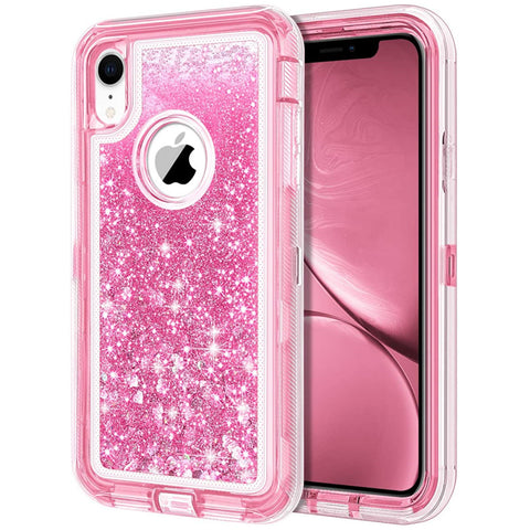 For iPhone XR Case Heavy Duty Defender Glitter Cover TRL56