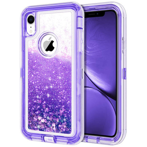 For iPhone XR Case Heavy Duty Defender Glitter Cover TRL56