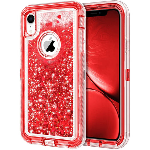 For iPhone XR Case Heavy Duty Defender Glitter Cover TRL56
