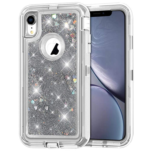 For iPhone XR Case Heavy Duty Defender Glitter Cover TRL56