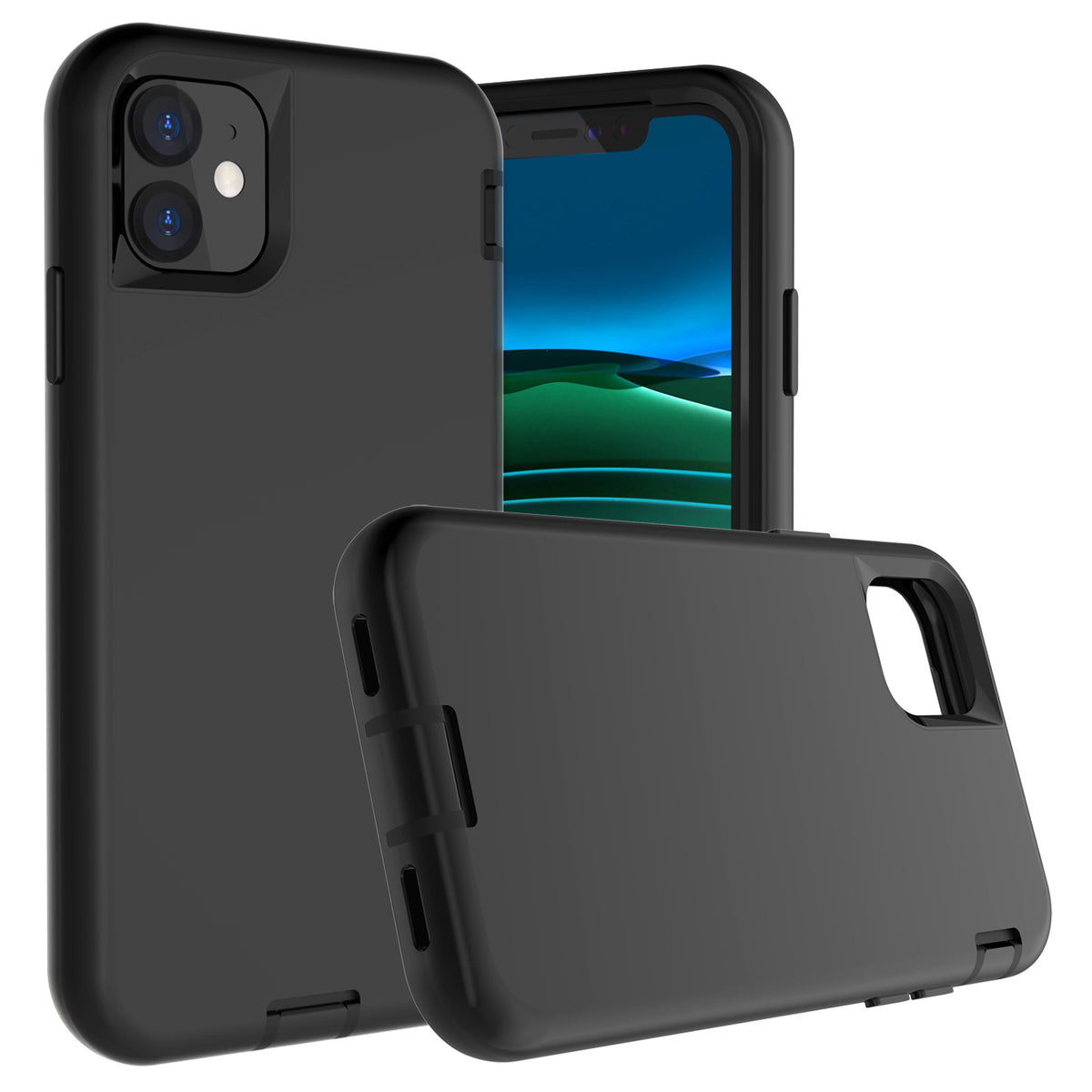 For iPhone 12 Case Heavy Duty Defender Liquid Silicone Cover TRL97