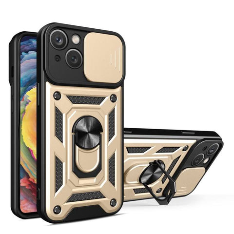 For iPhone 14 Case with Magnetic Ring Holder Camera Hybrid Cover TWL126