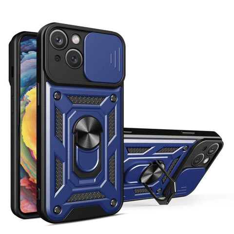 For iPhone 14 Case with Magnetic Ring Holder Camera Hybrid Cover TWL126