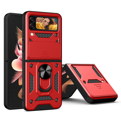 For Galaxy Z Flip 4 Case with Magnetic Ring Holder Camera Hybrid Cover TWL126